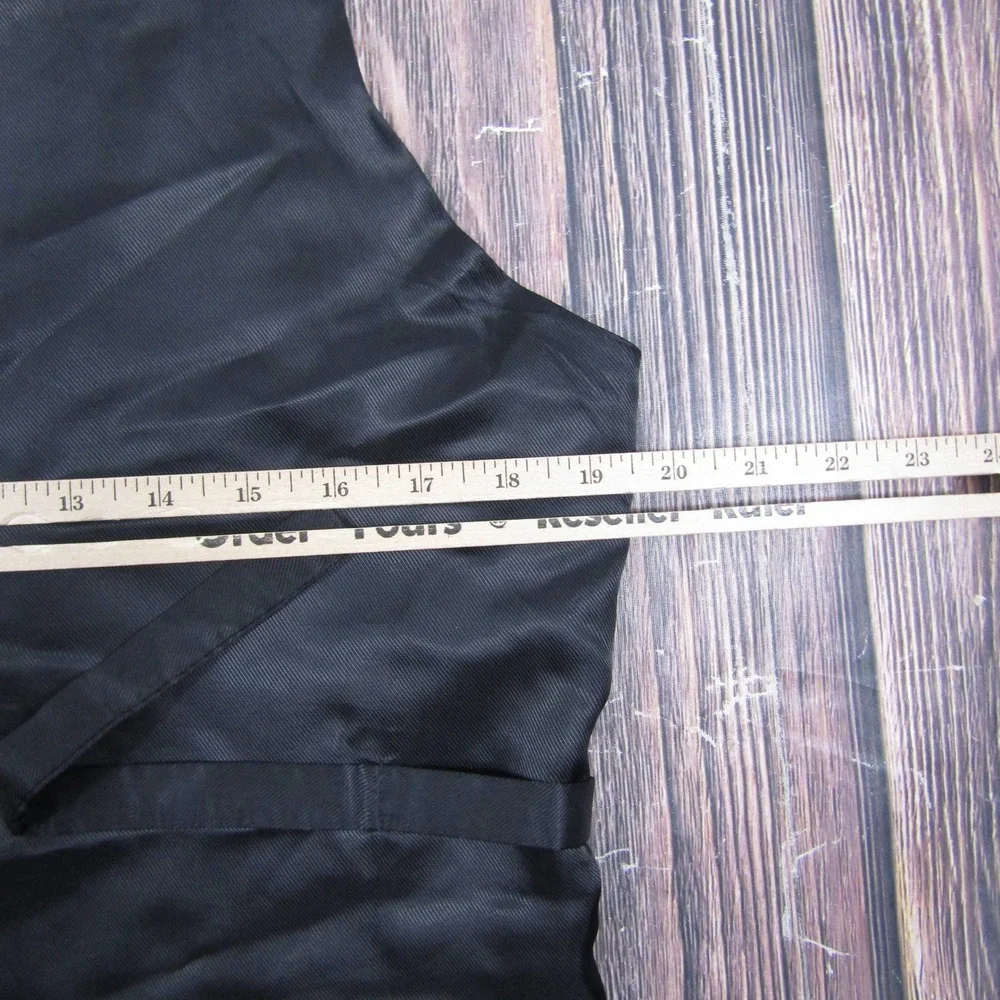 J.Ferrar Suit Vest Mens Medium Black Pinstripe Modern Fit Waistcoat 00178
